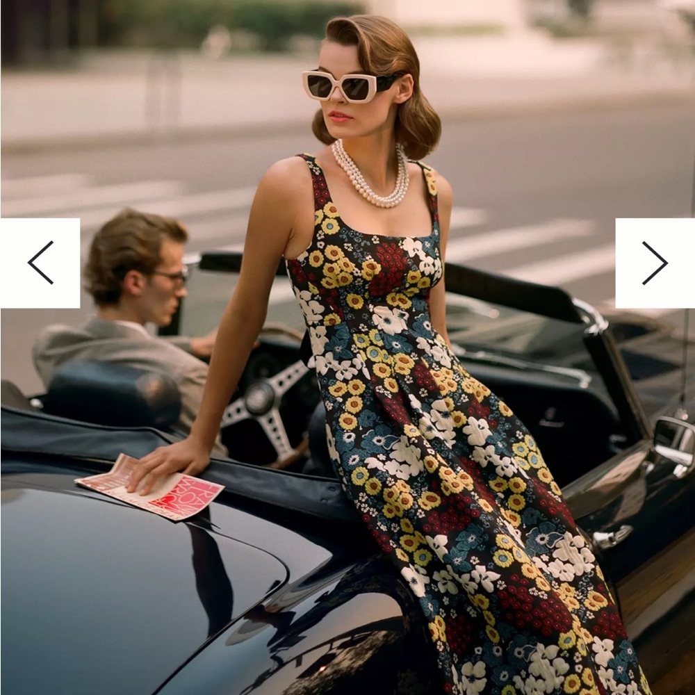 Maeve Floral Midi Dress - Multicolor